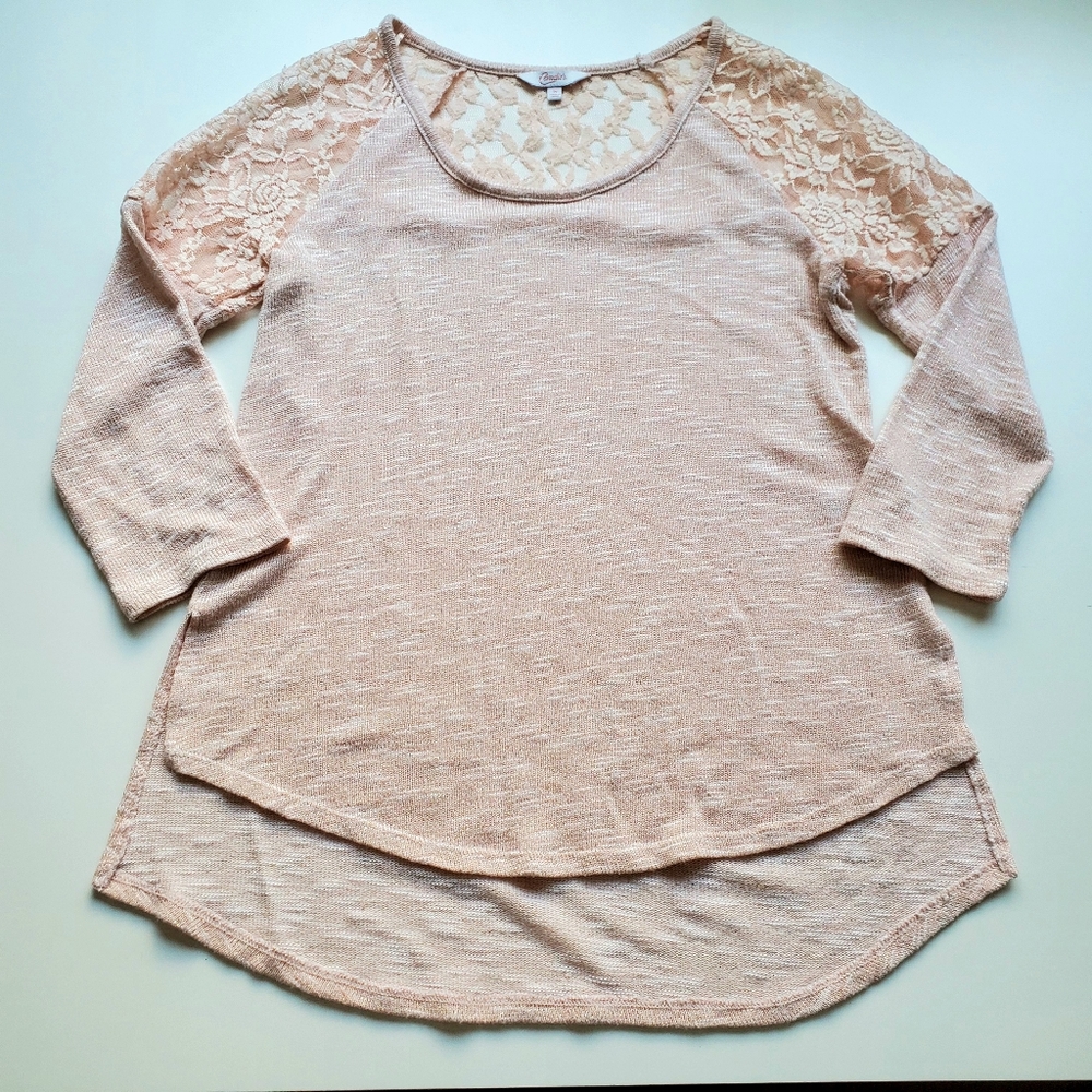 CANDIES | Pink Lace Sweater Top